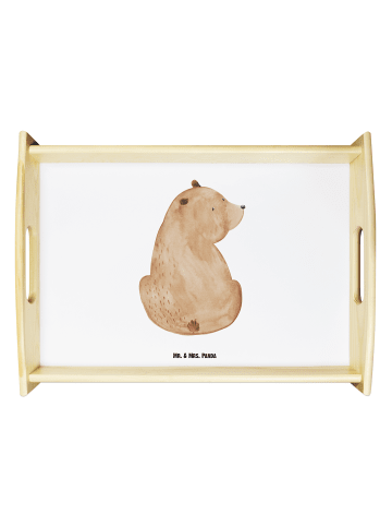 Mr. & Mrs. Panda Servier Tablett Bär Schulterblick ohne Spruch in Weiß