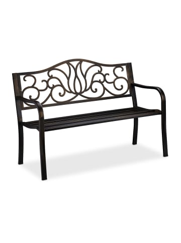 relaxdays Gartenbank in Schwarz/Bronze - (B)127,5 x (H)90 x (T)63 cm