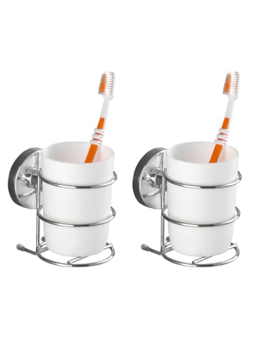 Wenko Vacuum-Loc® Wand Zahnputzbecher Mod. Milazzo 2er Set, Vacuum-Loc® Wand Zahnputzbecher Milazzo 2er Set in Chrom