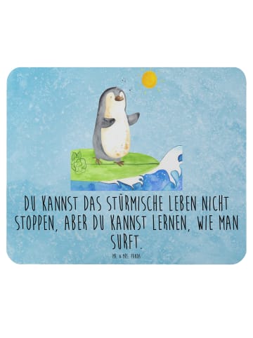 Mr. & Mrs. Panda Mauspad Pinguin Surfer mit Spruch in Eisblau