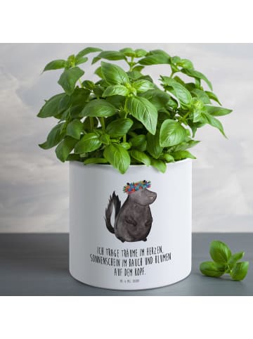 Mr. & Mrs. Panda Kübel für Pflanzen Stinktier  mit Spruch in Weiß