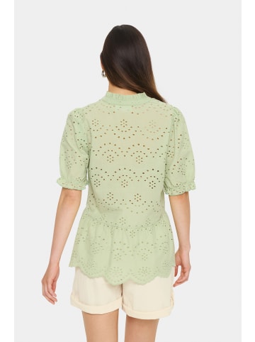 SAINT TROPEZ Kurzarm-Bluse GeleksaSZ Gerade Passform in Smoke Green