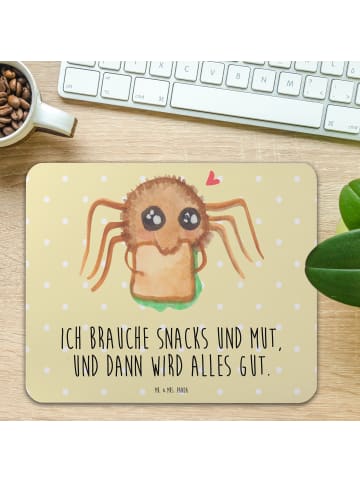 Mr. & Mrs. Panda Mauspad Spinne Agathe Sandwich mit Spruch in Gelb Pastell