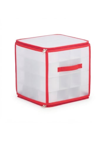 relaxdays 3 x Weihnachtskugel-Aufbewahrungsbox in Transparent/ Rot - (B)30x(H)31x(T)30 cm