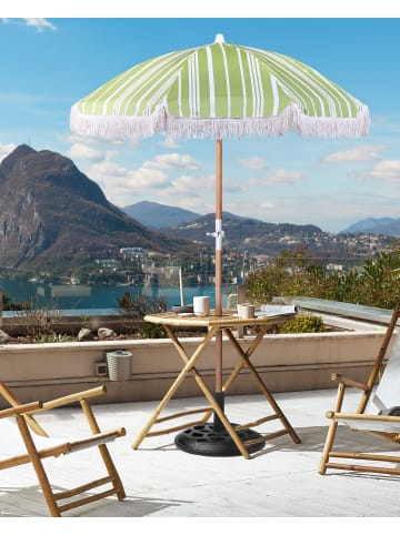 Beliani Marktschirm MONDELLO in Grün/Weiß/Braun - (W) 150 x (H) 210 x (L) 150 cm