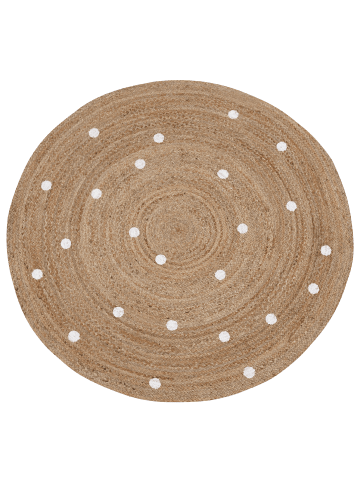 Beliani Kurzflor KHARRA in Beige/Weiß - (W) 140 x (L) 140 cm