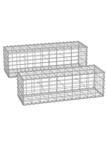 SONGMICS 2er-Set: Gabione in Silbern - (B)100 x (H)30 x (T)30 cm