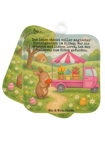 Mr. & Mrs. Panda Potholder Osterhase Blumenwagen Design mit Spruch in Weiß