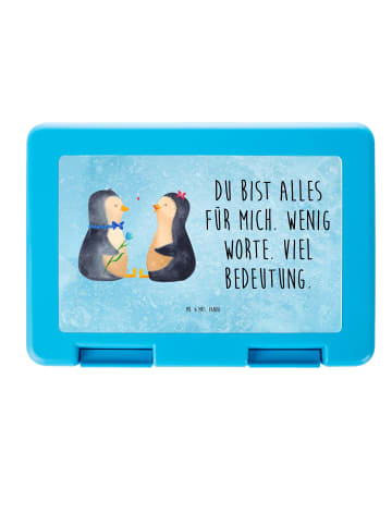 Mr. & Mrs. Panda Essensbox Pinguin Pärchen mit Spruch in Eisblau