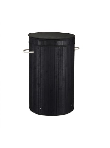 relaxdays 2 x Wäschekorb in Schwarz - (H)63 x Ø40 cm