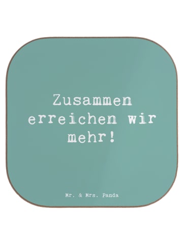 Mr. & Mrs. Panda Glas-Untersetzer Spruch Im Team zuMenschmenarbeite... in Meeresbrise