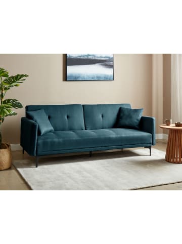 Beliani Schlafsofa LUCAN in Blau/Schwarz - (W) 191 x (H) 75 x (L) 91 cm