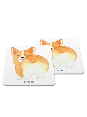 Mr. & Mrs. Panda Untersetzer Set Corgi Po ohne Spruch in Weiß