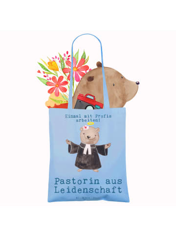Mr. & Mrs. Panda Jutebeutel Pastorin Leidenschaft mit Spruch in Sky Blue