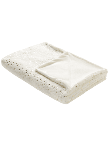Beliani Kuscheldecke ALAZEYA in Beige/Gold - (W) 130 x (H) 1 x (L) 180 cm