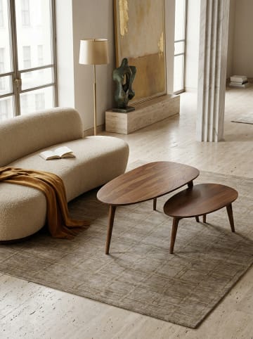 KADIMA DESIGN Retro-Couchtische aus Massivholz, 2er Set, Nierenform, handgefertigt in Braun