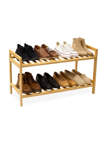 relaxdays Schuhregal in Natur - (B)69 x (H)40 x (T)27 cm