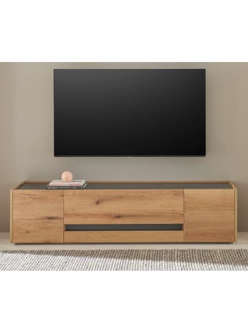 Furn.Design TV-Lowboard Eiche Evoke, grau 170 cm, TV-Unterteil mit Doppelschubkasten