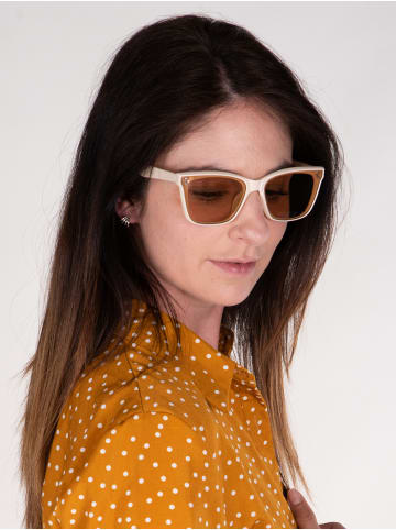 styleBREAKER Nerd Sonnenbrille in Creme / Hellbraun Getönt