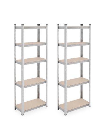 relaxdays 2 x Schwerlastregal in Silber - (B)60 x (H)180 x (T)30 cm