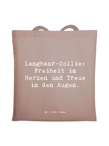 Mr. & Mrs. Panda Uni Tasche Spruch Langhaar Collie Treue mit Spruch in Braun Pastell