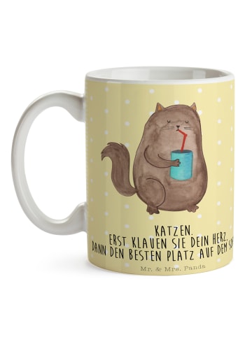 Mr. & Mrs. Panda Kaffeebecher Katze Dose mit Spruch in Gelb Pastell
