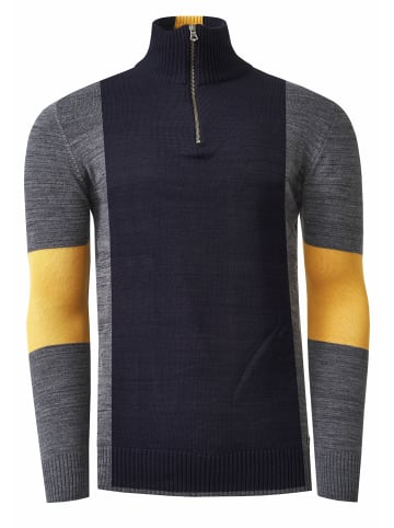Rusty Neal Feinstrick-Pullover im Colorblock-Stil mit Stehkragen  in Marine