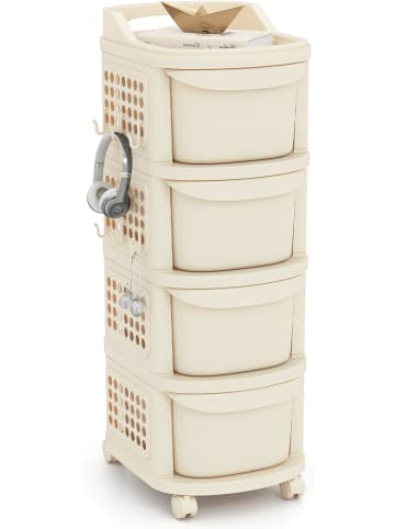 COSTWAY Nischenschrank schmal auf Rollen 30cm breit in Creme