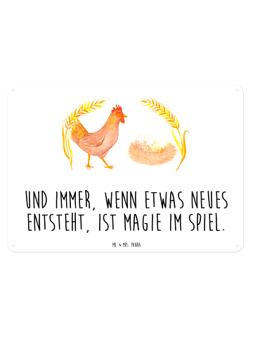 Mr. & Mrs. Panda Blechschild Huhn Stolz mit Spruch in Weiß