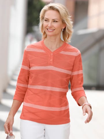 WITT WEIDEN Feinstrickpullover in grapefruit-ecru-gemustert