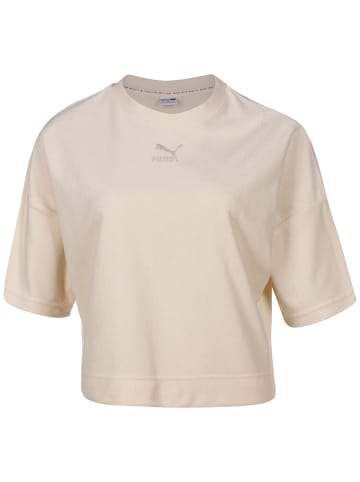 Puma T-Shirt Classics Toweling Tee in beige / weiß