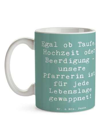 Mr. & Mrs. Panda Tasse Spruch Pfarrerin Immer Da mit Spruch in Meeresbrise