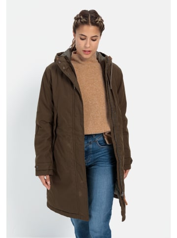 Camel Active Mantel mit fester Kapuze in Dunkel Khaki