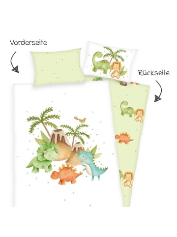Baby Best® Bettwäsche Flanell 100 x 135 cm - Dinos in gruen,motiv