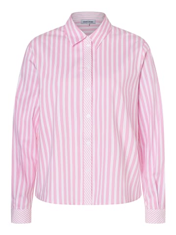 More & More kurze, kastige Langarmbluse, gestreift in pink/white