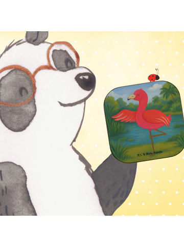 Mr. & Mrs. Panda Holzuntersetzer Flamingo Yoga Design ohne Spruch in Weiß