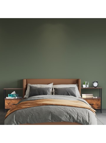 relaxdays 2 x Nachttisch in Schwarz/ Braun - (B)45 x (H)50 x (T)42,5 cm