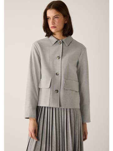 More & More flanellgraue Blazer-Jacke, kurz in silvergrey melange