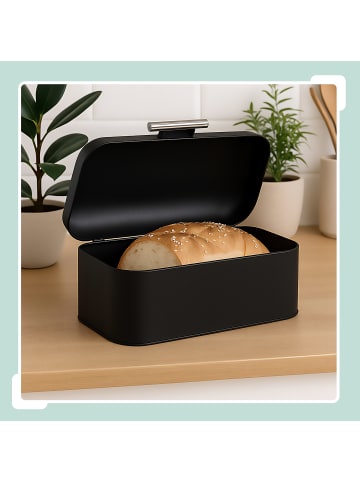 relaxdays Brotkasten in Schwarz – (B)30 x (H)15,5 x (T)21 cm