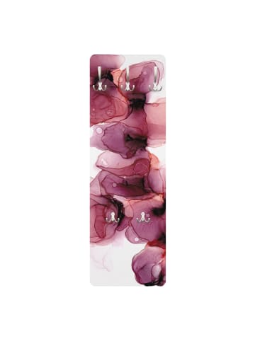 WALLART Garderobe - Wilde Blüten in Violett und Gold in Pink
