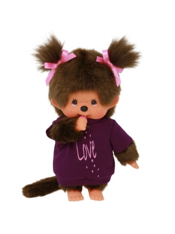 Monchhichi Mädchen im lila Kleidchen | 20 cm | Monchhichi Puppe | zwei Zöpfchen