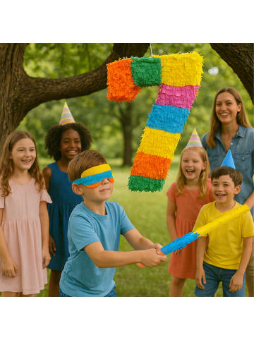 relaxdays 3-tlg. Pinata Set "Zahl 6" in Bunt