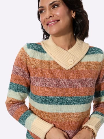 WITT WEIDEN Stehkragen-Pullover in kalkmint-flamingo-geringelt