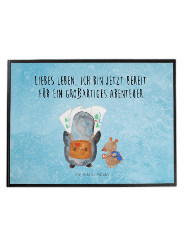 Mr. & Mrs. Panda Tischmatte Pinguin & Maus Wanderer mit Spruch in Eisblau
