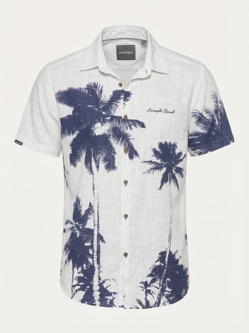KOROSHI All-over slub freizeithemd sommer in weiß