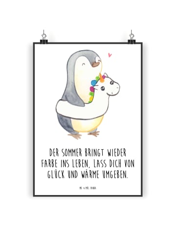 Mr. & Mrs. Panda Wandbild Sommerfarben mit Spruch in Weiß