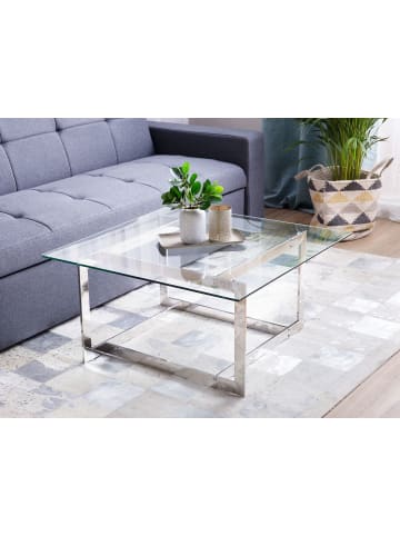 Beliani Couchtisch CRYSTAL in Silber/Transparent - (W) 80 x (H) 40 x (L) 80 cm