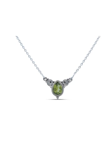 mantraroma 925er Silber - Collierketten (L) 43 cm mit Peridot facettiert