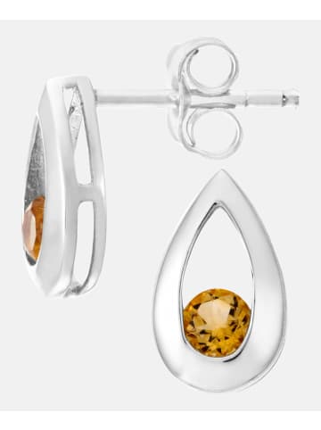 Diamant L'éternel Ohrstecker aus 375 Weißgold mit Citrin