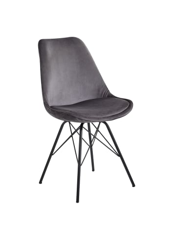 KADIMA DESIGN Esszimmerstuhl 2er Set Samt Küchenstuhl mit schwarzen Beinen, in Grau